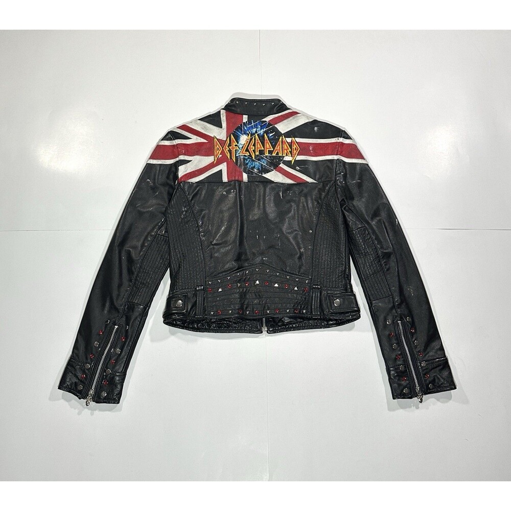 Wilson’s Leather Def Leppard Jacket Women’s Medium Studded Distressed Black Zip - Picture 2 of 15